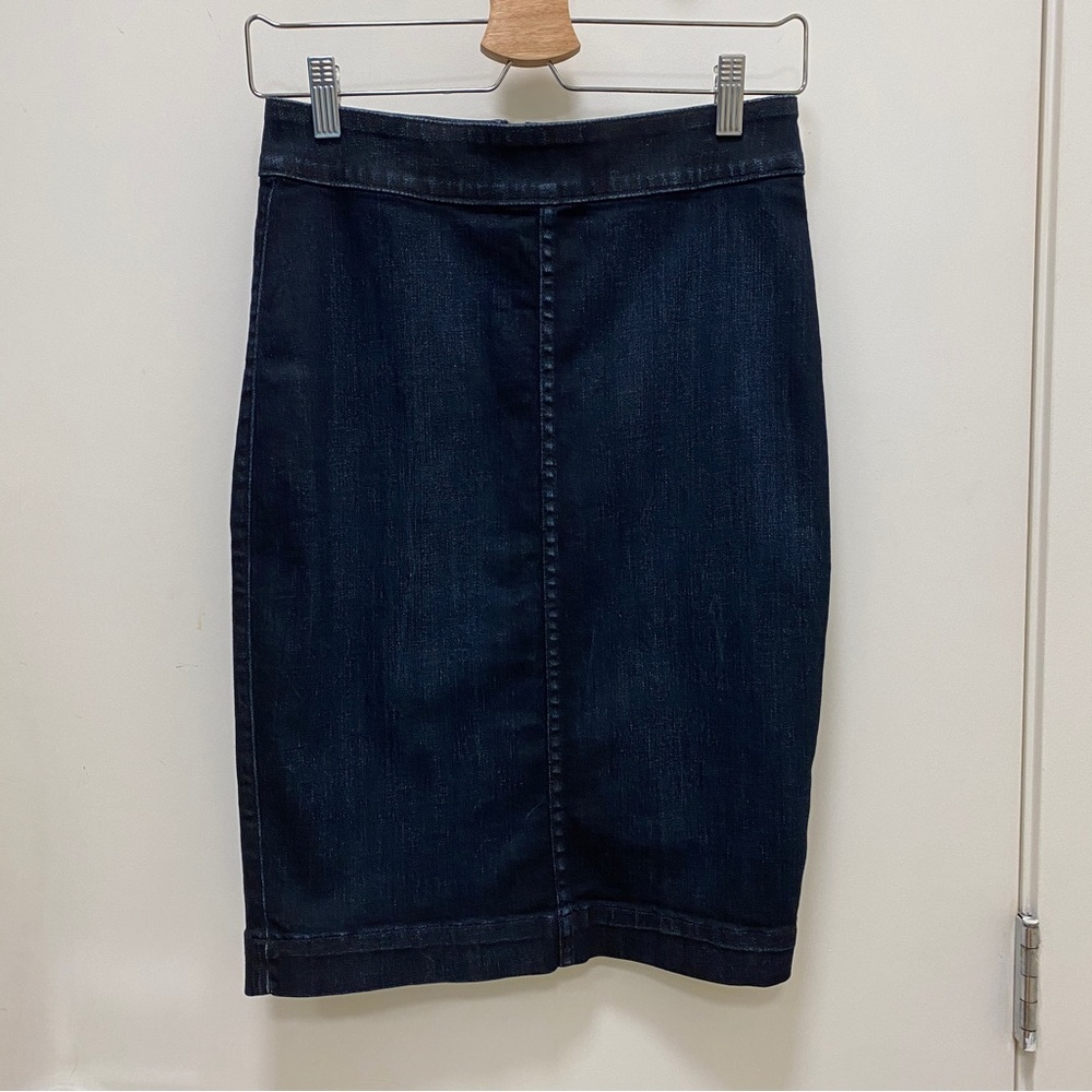 Denim Pencil Skirt, Dark Blue, Size 4